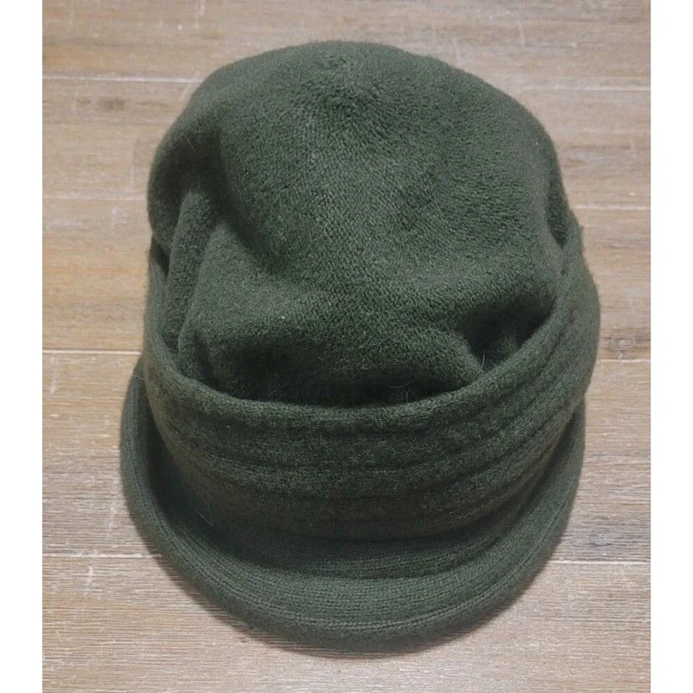 Betmar New York Olive Green 100% Wool Cap Slouchy Winter Hat